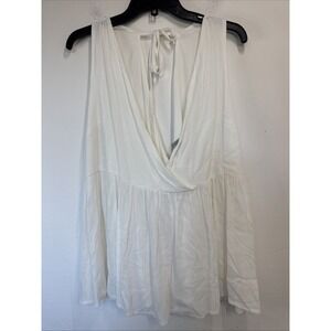 ASOS Women's White Blouse NWT Key Hole Tie Back Plus Size 18 Babybll Top Shirt